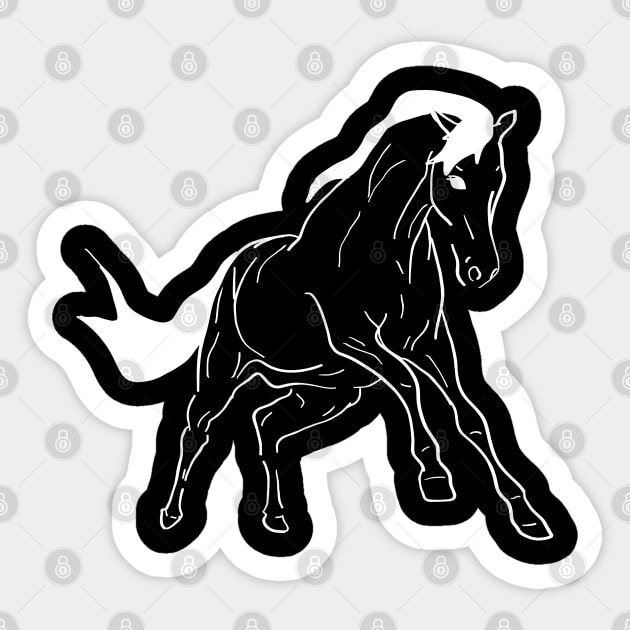 White line art running horse 2 Sticker by RedHeadAmazona